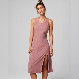 Fabletics Cloud Jersey Midi dress- Blush Mauve Heather- NWT